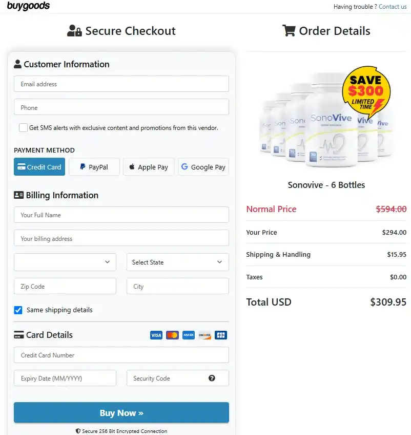 SonoVive SonoVive Order Page
